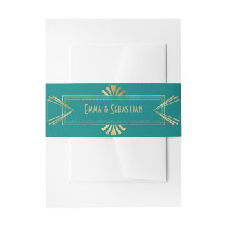 Great Gatsby Monogrammed art deco wedding Invitation Belly Band