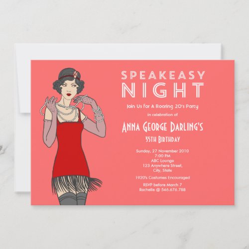 Great Gatsby Roaring 20's Birthday Party Card