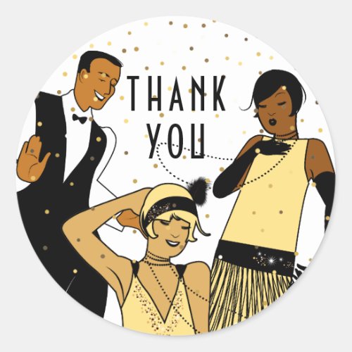 Great Gatsby Roaring 20s Thank You Classic Round Sticker