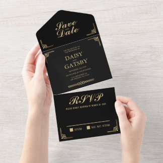 Great Gatsby Save the Date RSVP All In One Invitation