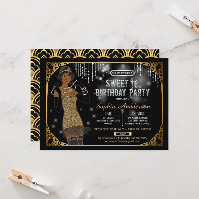 Great Gatsby sweet 16 birthday party invitation Zazzle