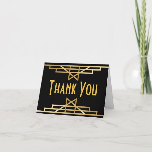 Great Gatsby Thank You Black Gold Art Deco Wedding