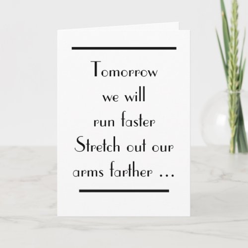 Great Gatsby Tomorrow We Will Run Faster Deco Text Card