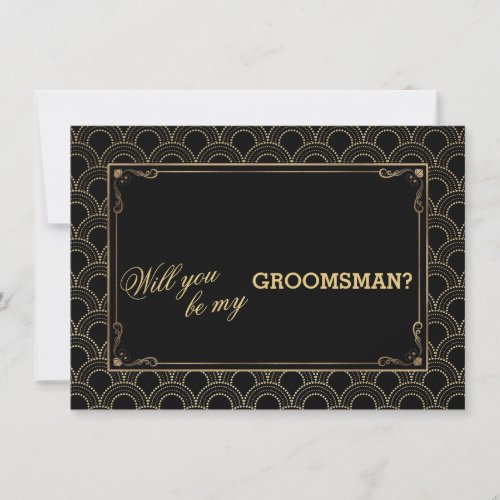 Great Gatsby Vintage Art Deco Wedding GROOMSMAN Invitation