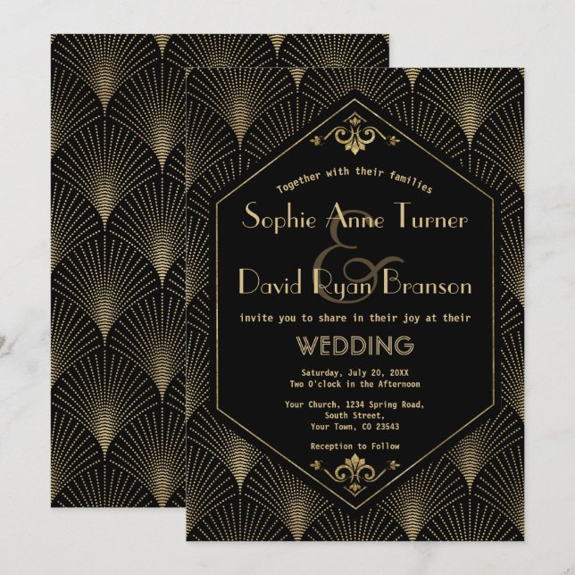 Great Gatsby Vintage Art Deco Wedding Invitation (Front/Back)