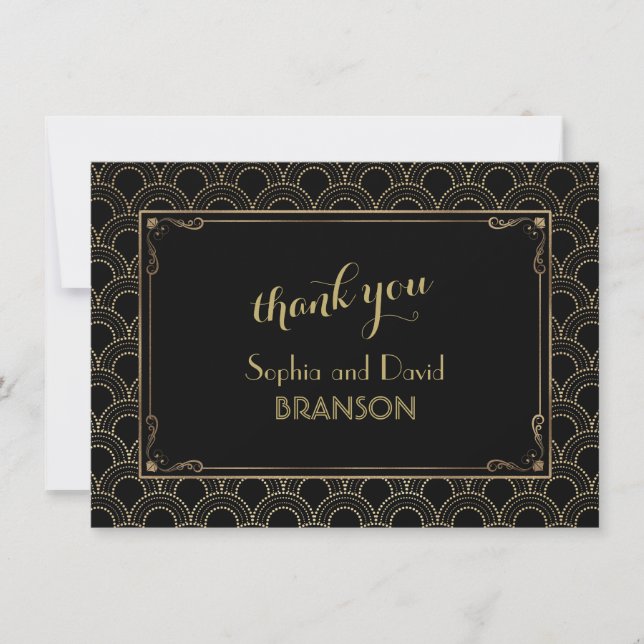 Great Gatsby Vintage Art Deco Wedding THANK YOU (Front)