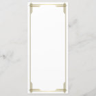Great Gatsby White Art Deco Wedding Menu Card