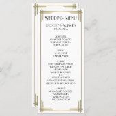 Great Gatsby White Art Deco Wedding Menu Card (Front/Back)