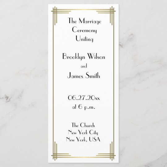 Great Gatsby White Art Deco Wedding Programs Zazzle Com