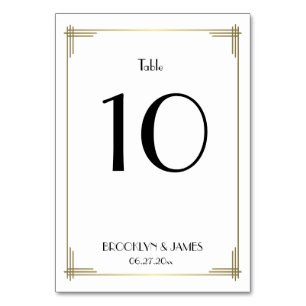 Great Gatsby White Art Deco Wedding Table Numbers