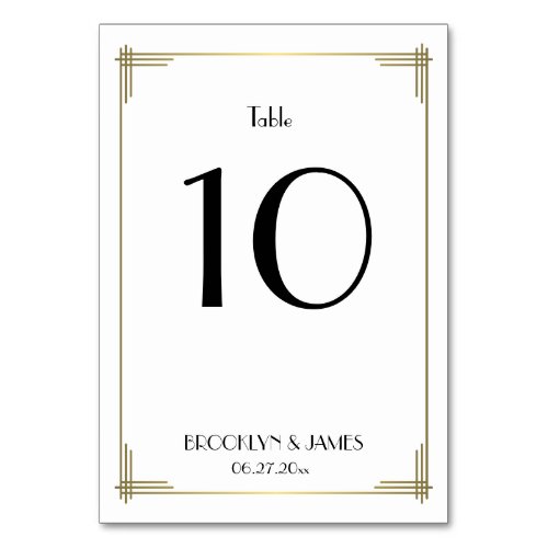 Great Gatsby White Art Deco Wedding Table Numbers