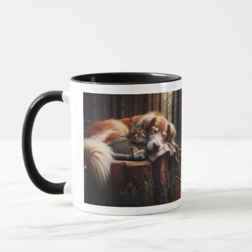 GREAT GIFT DOG AND CAT COFFE MUG SLEEPING 