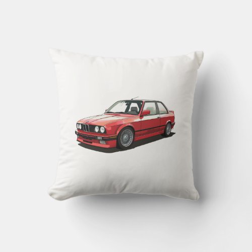 Great Gift for Men_ BMW E30 Coupe_ RED Throw Pillow