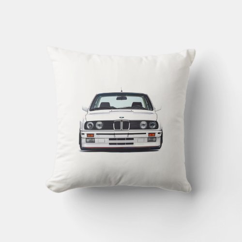 Great Gift for Men_ BMW E30 _ WHITE Throw Pillow