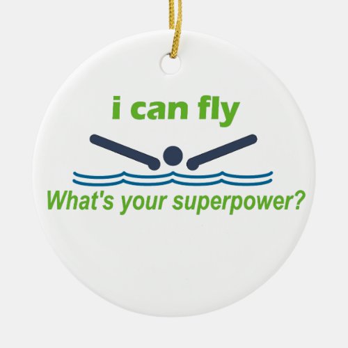 Great gift for the butterfly stroke swimmer ceramic ornament