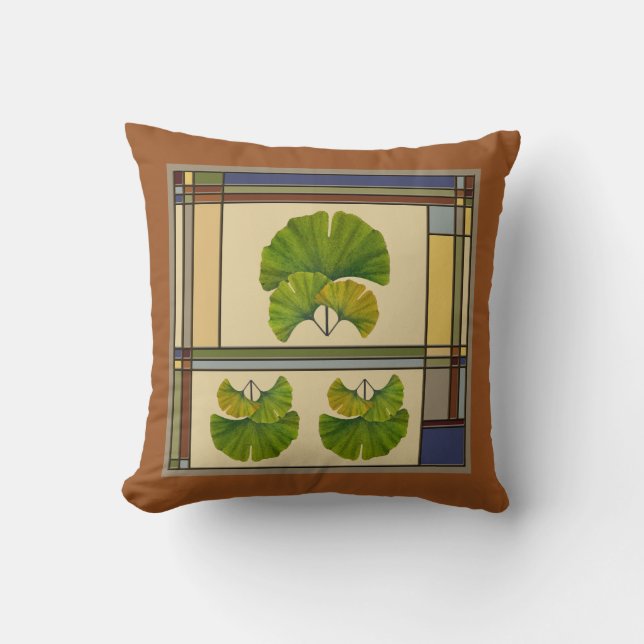 Great Ginkgo Art for Your Arts & Crafts Bungalow Throw Pillow (Front)