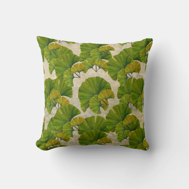 Great Ginkgo Art for Your Arts & Crafts Bungalow Throw Pillow (Front)