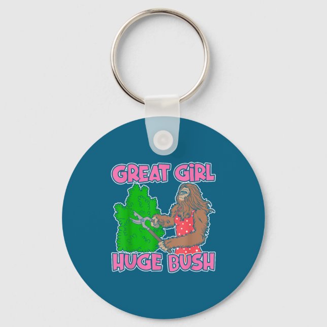 Great Girl Huge Bush Funny Design  Keychain (Front)