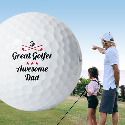 Great Golfer Awesome Dad Red Custom Golf Balls