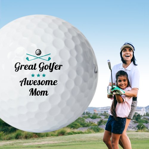 Great Golfer Awesome Mom Blue Green Custom Golf Balls