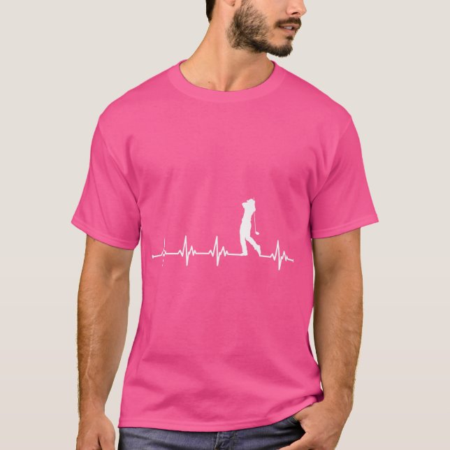 Great Golfer Heartbeat Design Golf Club Golf Ball T-Shirt (Front)