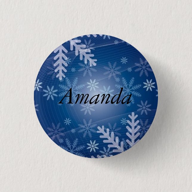 Great Gorgeous Christmas Blue Silver SNowflake    Button (Front)
