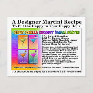 Great Gorilla Coconut Banana Martini Recipe Postca Postcard