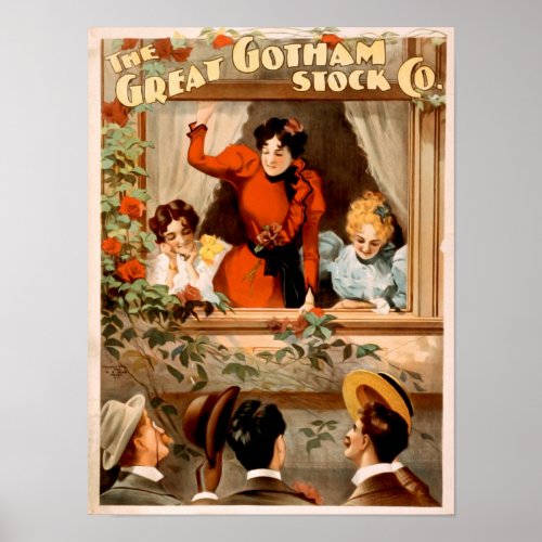 Great Gotham Stock Co Romantic Vintage Poster Art