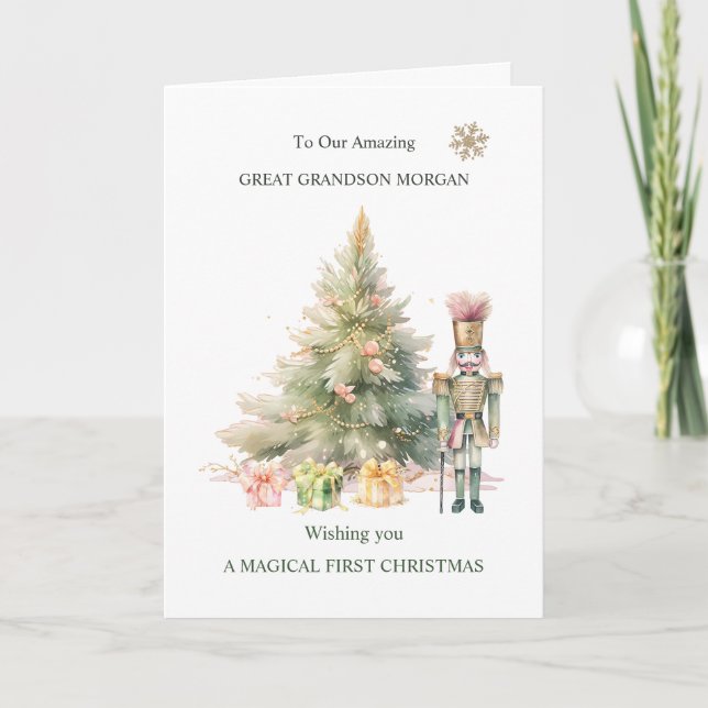 Great Grand 1st Christmas Nutcracker Greeting Card (Front)