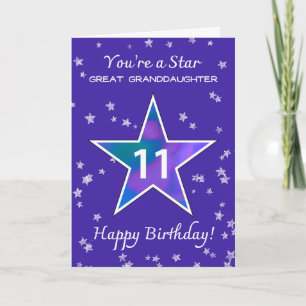 Great Granddaughter 11th Birthday Shining Star Card