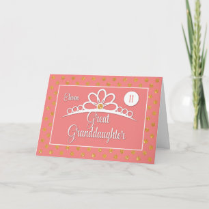 Great Granddaughter 11th Birthday w/ Crown & Dots Card