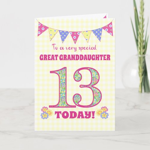 Great Granddaughter 13th Birthday Primroses Card