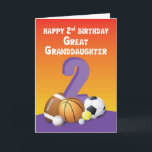 Great Granddaughter 2nd Birthday Sports Balls Card<br><div class="desc">At a very young age you have seen your great granddaughter enjoy watching and playing with things related to sports. So why not give her this sports related card to greet her on her 2nd birthday?</div>