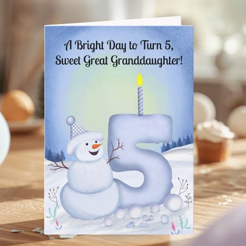Great Granddaughter 5th Birthday Snowman Snowy 