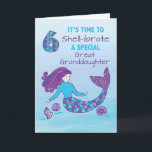 Great Granddaughter 6th Birthday Sparkly Look Card<br><div class="desc">This beautiful mystical mermaid card was designed specifically to celebrate a great granddaughter’s 6th birthday. Digitally rendered to have that sparkly look,  this card is the one you need to share a fun greeting for her.</div>