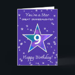Great Granddaughter 9th Birthday Shining Star Card<br><div class="desc">Make her feel extra special on her 9th birthday with a design that’s full of light and love. A watercolor star sparkles with joyful shades of blue, purple, green, and pink, centered on a soft periwinkle background. Surrounded by smaller textured stars, this sweet and artistic layout celebrates the wonder and...</div>