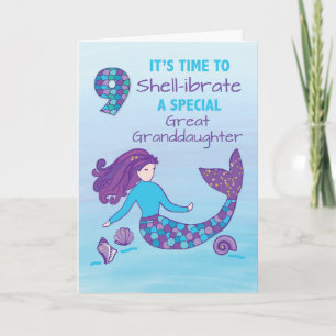 Great Granddaughter 9th Birthday Sparkly Look Card
