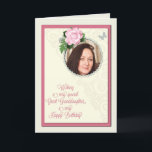 Great-granddaughter, add a photo,birthday card<br><div class="desc">A beautiful birthday day card that you can make extra special by adding a picture. A pink rose and jeweled frame for you to personalize a card for a great granddaughter. A lovely verse inside completes this birthday card for a Great-granddaughter.</div>