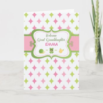 Great Granddaughter  Baby Welcome  Custom Personal Card by sandrarosecreations at Zazzle