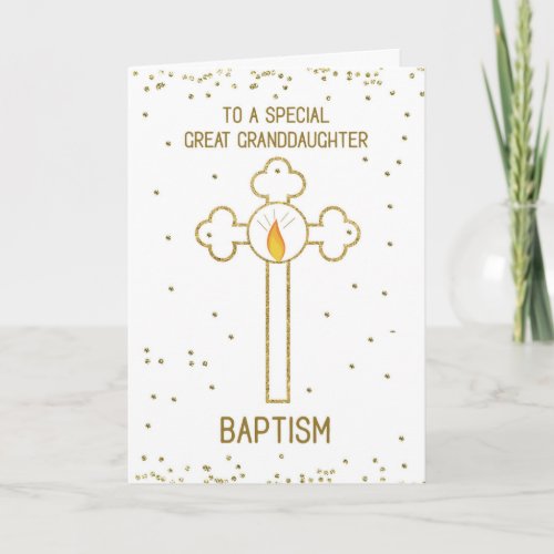 Great Granddaughter Baptism Gold Cross Card