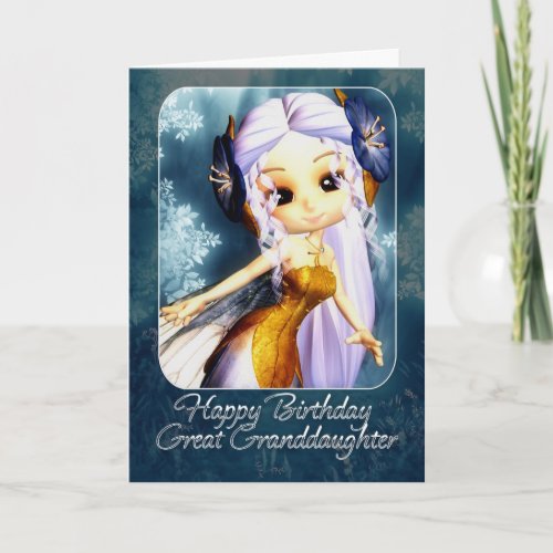 Great Granddaughter Birthday Card _ Cute Blue Fair