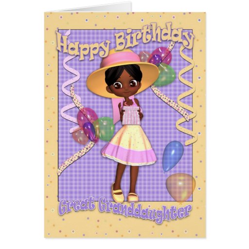 Great Granddaughter Birthday Card - Cute Little Gi | Zazzle