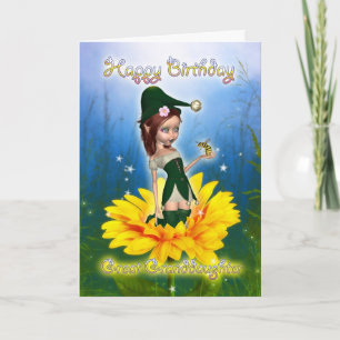 Great Granddaughter, Birthday Card - Fantasy Cute