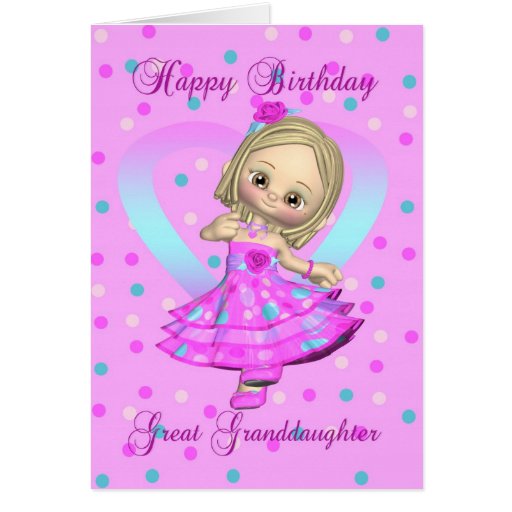 great granddaughter birthday card - pink and blue | Zazzle