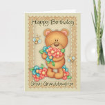Great Granddaughter Birthday Card With A Bunch Of<br><div class="desc">Great Granddaughter Birthday Card With A Bunch Of Birthday Hugs - Bear With Flowers</div>