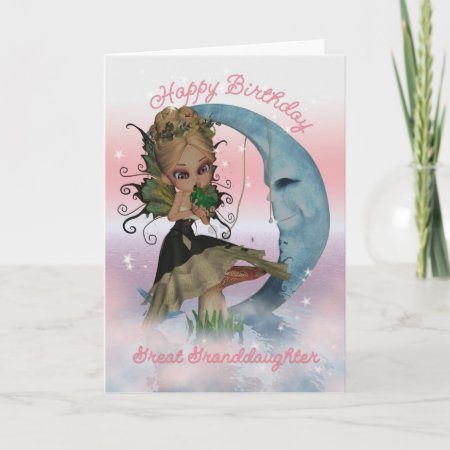Great Granddaughter Birthday Card With Cute Fairy