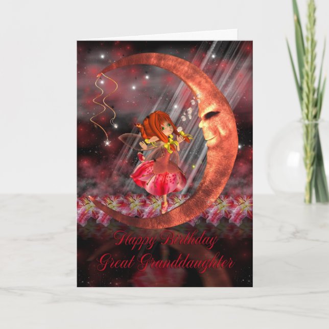 Great Granddaughter Birthday Card with Cute little (Front)
