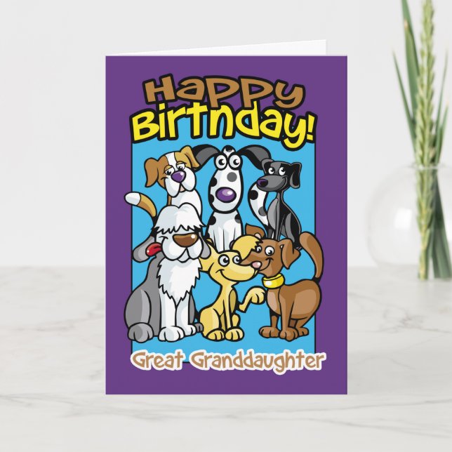 Great Granddaughter, Birthday Celebration Dogs, Lo Card (Front)