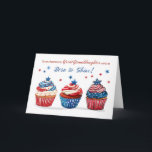 Great Granddaughter Birthday on 4th of July Card<br><div class="desc">Send a sparkle-filled birthday wish to your great granddaughter with this joyful 4th of July card! Featuring three whimsical cupcakes in patriotic red, white, and blue, each topped with stars and frosted in celebration, the hand-drawn artwork captures the fun of summer festivities. The front reads "Born to Sparkle, " making...</div>
