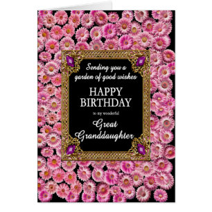 Great Granddaughter Birthday Pink Daisies Cards
